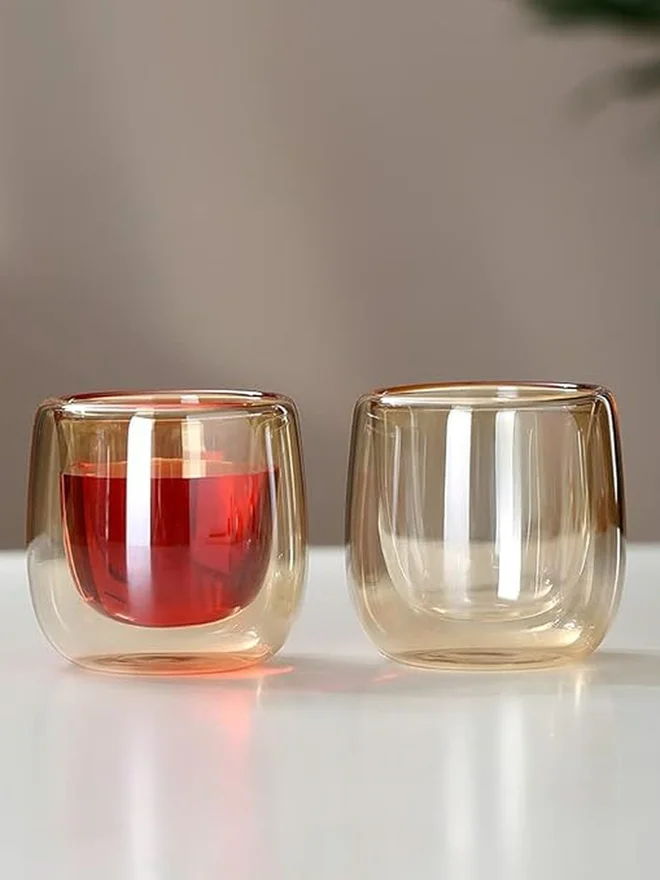 نيو فلام طقم مكون من 2 كوب مزدوج الجدار بسعة 90 مل